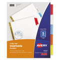 Avery Insertable Big Tab Dividers, 5-Tab, Double-Sided Gold Edge Reinforcing, 11 x 8.5, White, Assorted Tabs, 1 Set