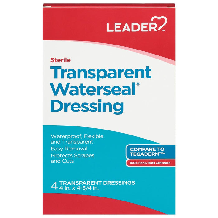 Leader™ Transparent Waterseal Dressing - 4" x 4.75" - 8 Count (Waterproof Wound Care) by Pasteur Pharmacy