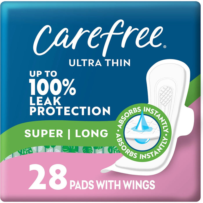 Carefree Ultra Thin Pads, Super/Long Pads With Wings, 28ct by Pasteur Pharmacy
