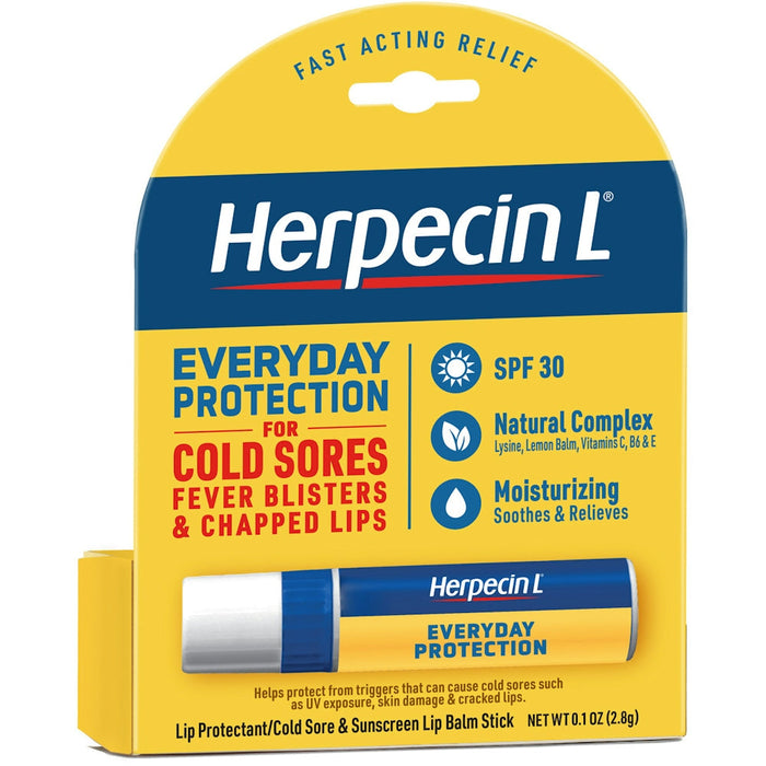 Herpecin L Cold Sore Relief, Lip Balm Stick, SPF 30 & Lysine by Pasteur Pharmacy
