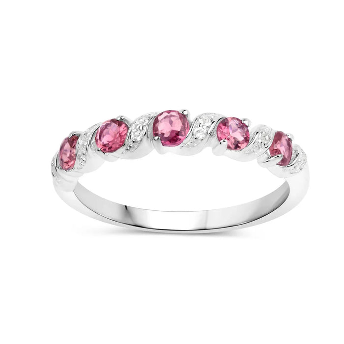 Genuine Pink Tourmaline 5 Stone Ring by Fine Color Jewels