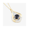 Genuine 10K Blue Sapphire Diamond Cocktail Pendant by Fine Color Jewels