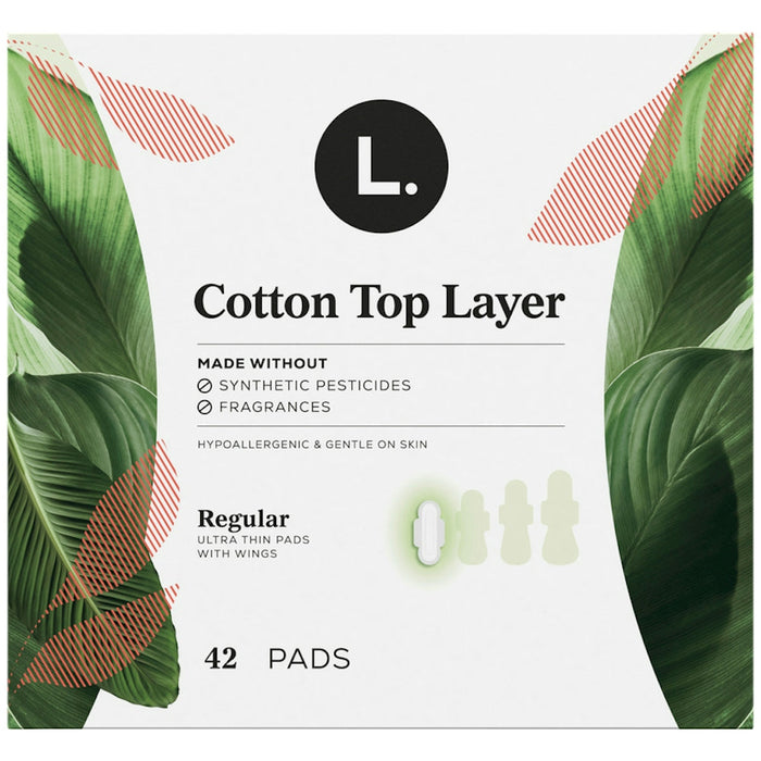 L. Organic Cotton Top Layer Pads, Regular Absorbency with Wings, 42 Count by Pasteur Pharmacy