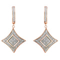 10K Rose Gold Plated Sterling Silver Round Cut Diamond Cushion Dangle Earrings (0.04 cttw, H-I Color, I2-I3 Clarity) by Bids.com
