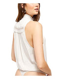 Free People Womens Ivory Fringed Bodysuit, Size Large by Vanessa Jane