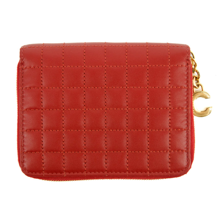 Celine Paris Red Checkered Quilt Compact Wallet #3036 by Bolt Boutique