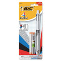 BIC 4-Color 3 + 1 Multi-Color Ballpoint Pen/Pencil, Retractable, 1 mm Pen/0.7 mm Pencil, Black/Blue/Red Ink, Gray/White Barrel