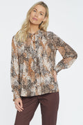 NYDJ Womens Pleated Peasant Blouse by Vanessa Jane