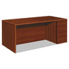 HON 10700 Series Single Pedestal Desk with Full-Height Pedestal on Right, 72" x 36" x 29.5", Cognac