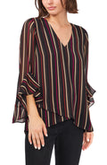 Vince Camuto Striped Flutter-Sleeve Top, Size Small by Vanessa Jane