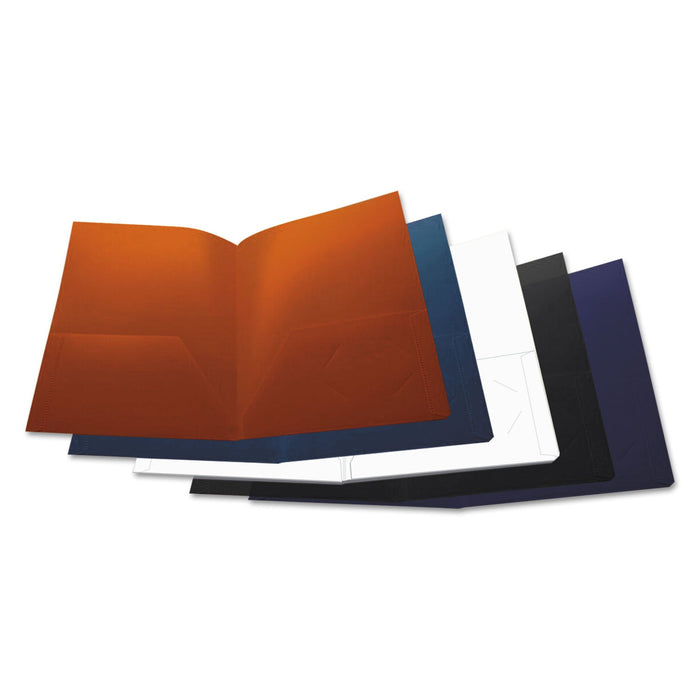 Universal Two-Pocket Plastic Folders, 100-Sheet Capacity, 11 x 8.5, Assorted, 10/Pack