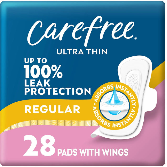 Carefree Ultra Thin Regular Pads With Wings - 28ct by Pasteur Pharmacy
