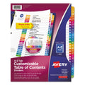 Avery Customizable TOC Ready Index Multicolor Tab Dividers, 26-Tab, A to Z, 11 x 8.5, White, Traditional Color Tabs, 1 Set