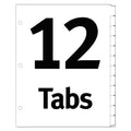 Office Essentials Table 'n Tabs Dividers, 12-Tab, 1 to 12, 11 x 8.5, White, White Tabs, 1 Set