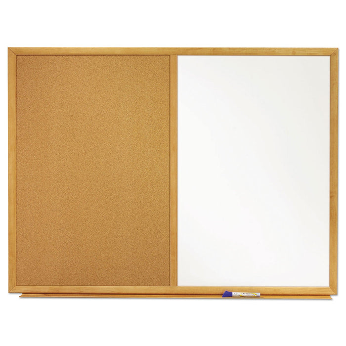 Quartet Bulletin/Dry-Erase Board, Melamine/Cork, 36 x 24, White/Brown, Oak Finish Frame