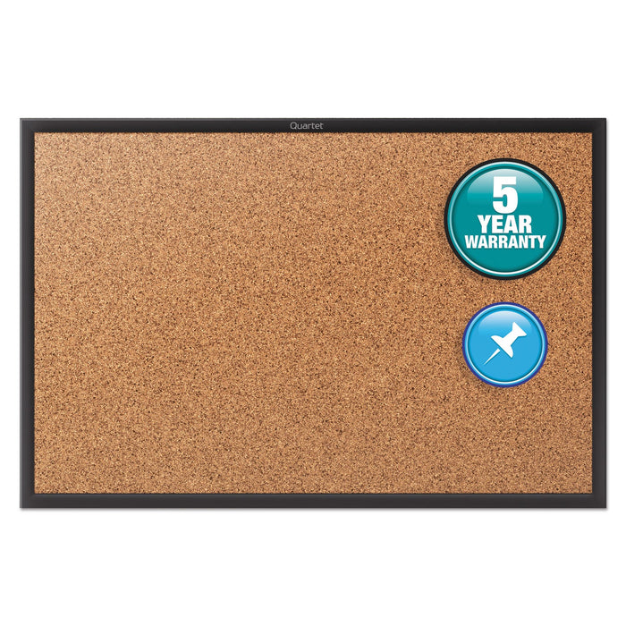 Quartet Classic Series Cork Bulletin Board, 48x36, Black Aluminum Frame