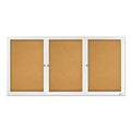 Quartet Enclosed Bulletin Board, Natural Cork/Fiberboard, 72 x 36, Silver Aluminum Frame