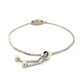 Sterling Silver Adjustable Two Toned Enameled Evil Eye Friendship Bracelet by Bids.com