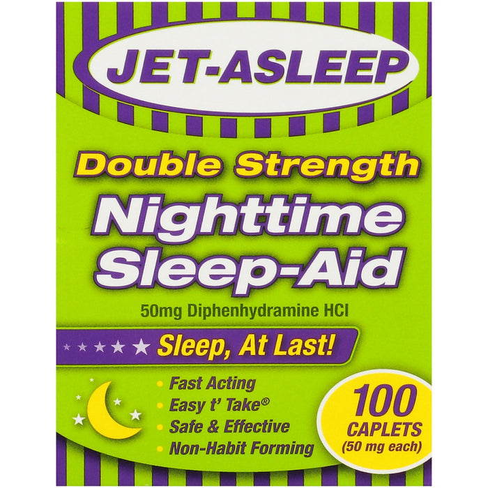Jet-Asleep Double Strength 50 Mg Nighttime Sleep-Aid 100 Caplets by Pasteur Pharmacy