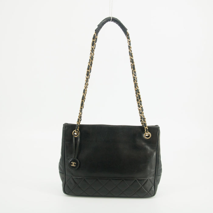 Chanel Matelasse Black Lambskin Chain Shoulder Bag Gold Hardware #3044 by Bolt Boutique