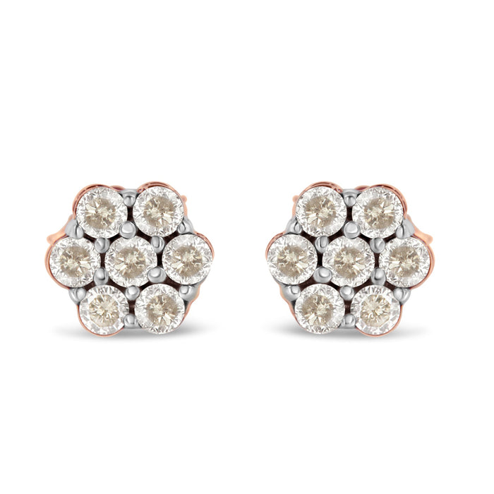 10K Rose Gold Diamond Floral Stud Earrings (0.5 cttw, J-K Color, I1-I2 Clarity) by Bids.com