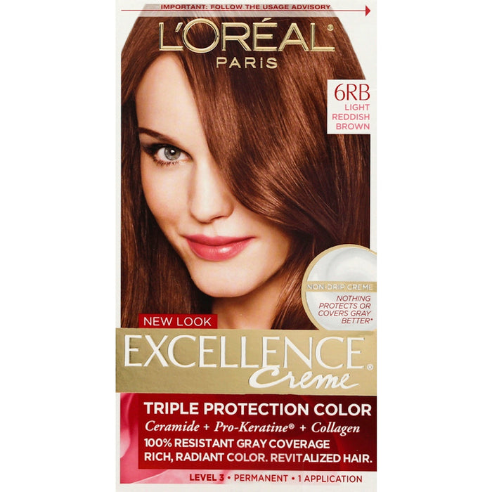 Excellence L'Oreal Paris Créme Permanent Triple Protection Hair Color, 6RB Light Reddish Brown, 1 Kit by Pasteur Pharmacy