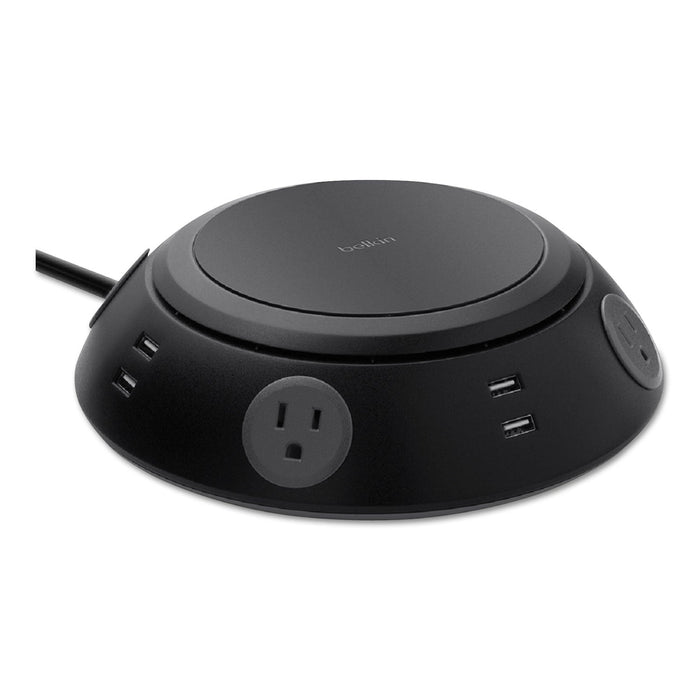 Belkin Meeting Room Power Center, 4 AC Outlets/8 USB Ports, 6 ft Cord, 1,080 J, Black
