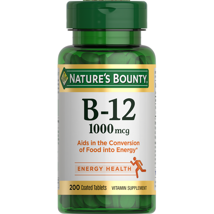 Nature's Bounty Vitamin B-12 1000 Mcg, Supports Energy Metabolism 200 Coated Tablets by Pasteur Pharmacy