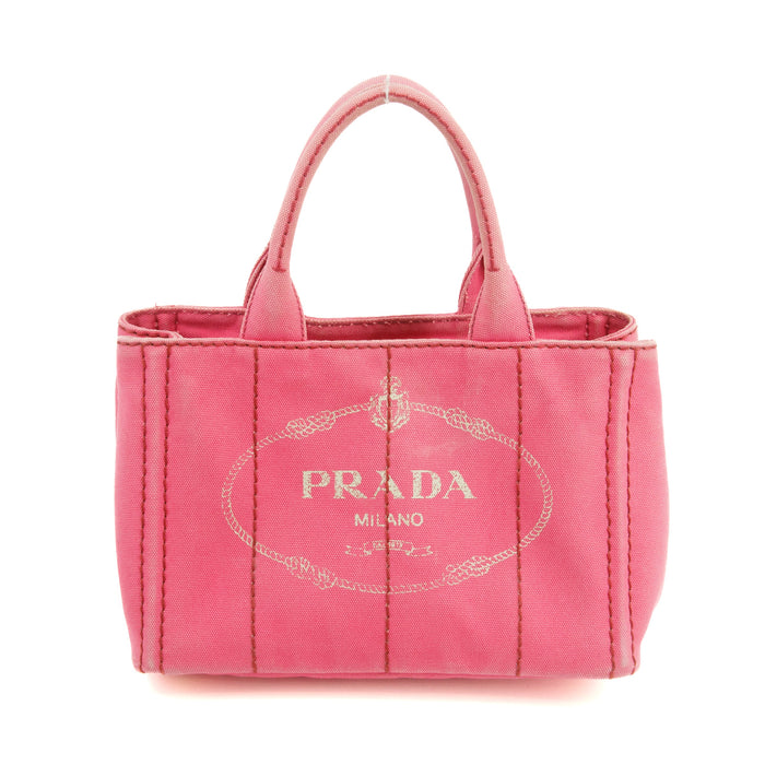 Prada 2Way Canvas Canapa Logo Tote Pink Small #3053 by Bolt Boutique