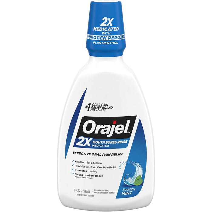 Orajel™ Antiseptic Mouth Sore Rinse – Soothing Mint (16 Oz) by Pasteur Pharmacy