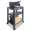 Kantek Height-Adjustable Deskside Printer Cart, Plastic, 3 Shelves, 1 Drawer, 60 lb Capacity, 20" x 13.25" x 24.5", Black
