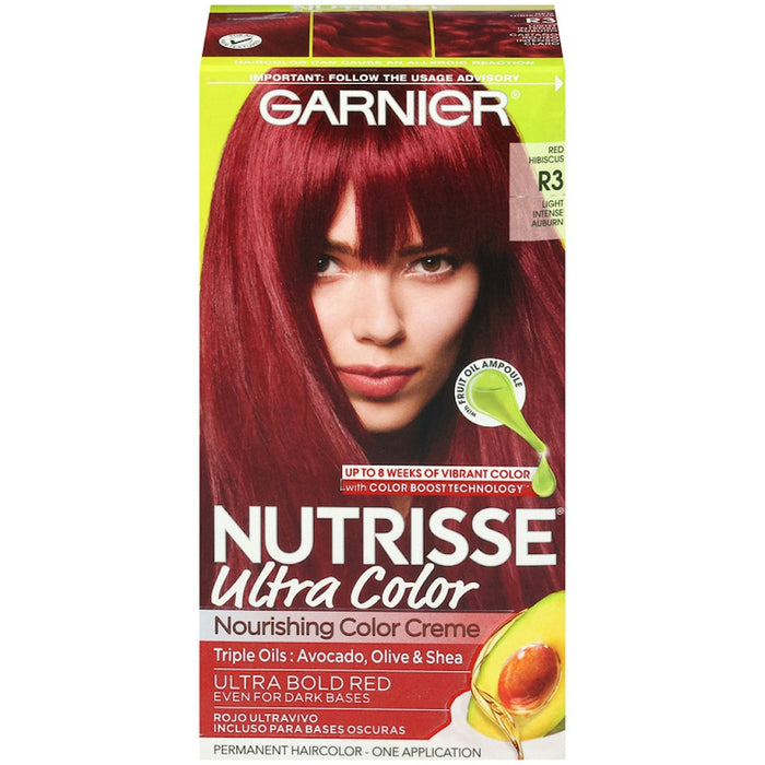 Nutrisse Garnier Ultra Color Nourishing Bold Permanent Hair Creme, R3 Light Intense Auburn, 1 Kit by Pasteur Pharmacy