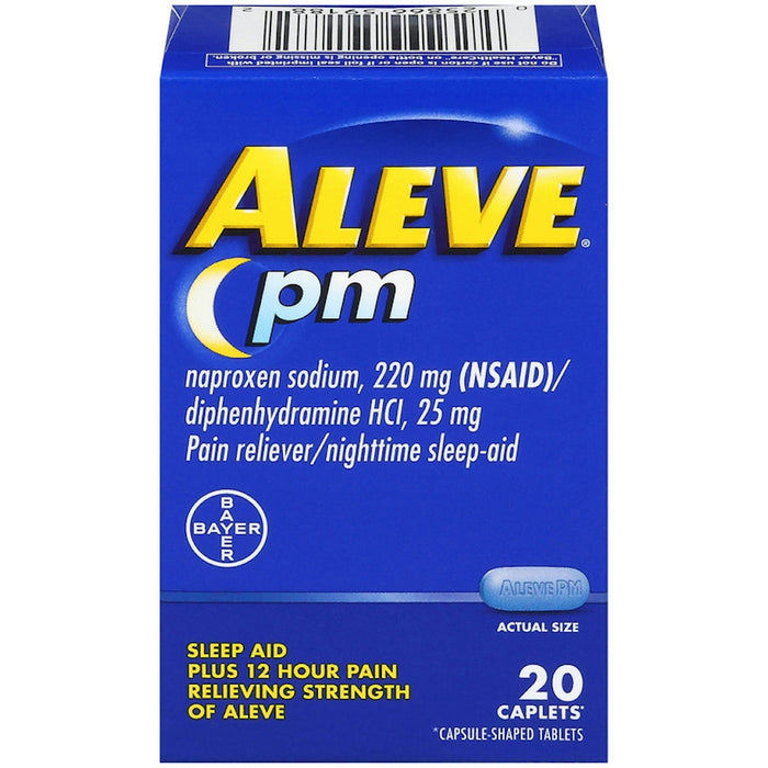 Aleve PM Nighttime Pain Reliever & Sleep Aid, 220mg Naproxen Sodium, 20 Count Caplets by Pasteur Pharmacy