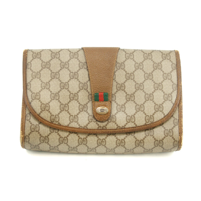 Gucci GG Supreme Web Sherry Line Clutch Bag Beige #3059 by Bolt Boutique