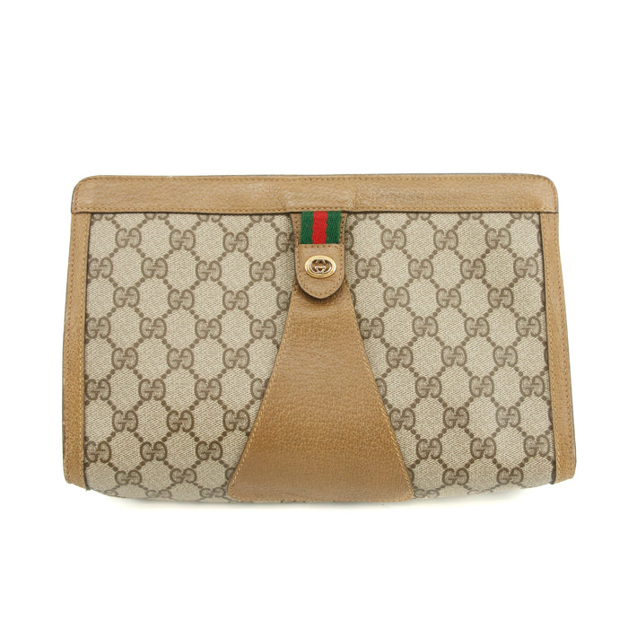 Gucci GG Supreme Web Sherry Line Clutch Bag Beige #3061 by Bolt Boutique