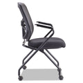 Alera Elusion Mesh Nesting Chairs, Padded Arms, Supports Up to 275 lb, Black, 2/Carton