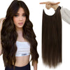 VIP BandX Halo Hair Extensions 100% Human Hair, Silky Straight 24 Inch, Invisible Wire with Clips