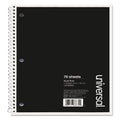 Universal Wirebound Notebook, 1 Subject, Quadrille Rule, Black Cover, 10.5 x 8, 70 Sheets