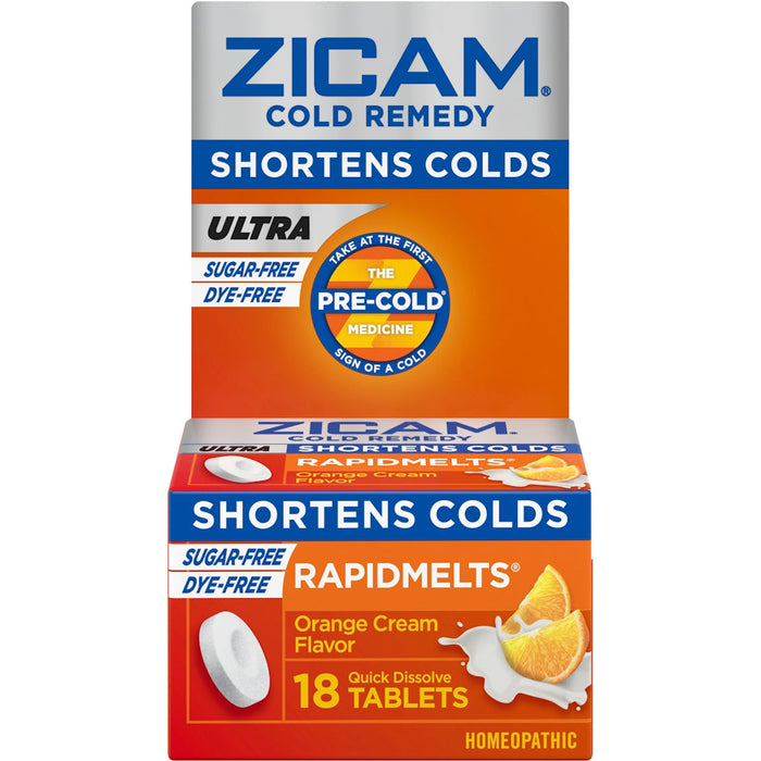 Zicam Zinc Cold Remedy Ultra Rapid Melts Quick Dissolve Tablets Orange Cream Flavor 18ct by Pasteur Pharmacy