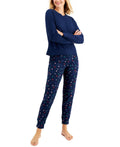 Jenni Women Holiday Lights Long Sleeve Waffle Pajama Top/Jogger 2PC Set Size XS by Vanessa Jane