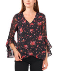 Vince Camuto Floral-Print Flutter-Sleeve Top, Size XS by Vanessa Jane