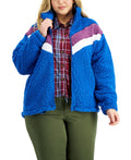Kiss & Tell Plus Size Sherpa Chevron Zip-Up Jacket by Vanessa Jane