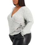 Rebellious One Trendy Plus Size Hacci Wrap Blouse by Vanessa Jane