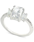 Charter Club Silver-Tone Crystal Triple-Stone Ring, Size 5/Silver by Vanessa Jane