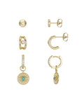 Unwritten14K Gold Flash-Plated 3-Pieces Genuine Crystal Evil Eye Earring Set by Vanessa Jane