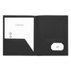 Universal Two-Pocket Plastic Folders, 100-Sheet Capacity, 11 x 8.5, Black, 10/Pack