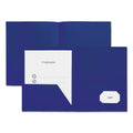 Universal Two-Pocket Plastic Folders, 100-Sheet Capacity, 11 x 8.5, Navy Blue, 10/Pack