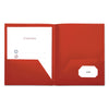 Universal Two-Pocket Plastic Folders, 100-Sheet Capacity, 11 x 8.5, Red, 10/Pack