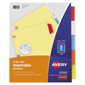 Avery Insertable Big Tab Dividers, 5-Tab, Single-Sided Copper Edge Reinforcing, 11 x 8.5, Buff, Assorted Tabs, 1 Set