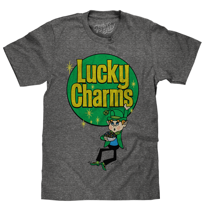 Lucky Charms Retro Logo T-Shirt - Gray by Tee Luv
